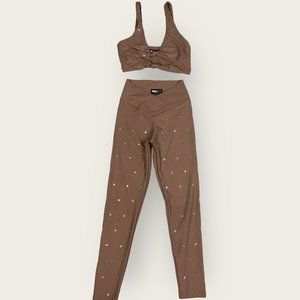 Beach Riot Sport Legging and Sports Bra Set Tan / Taupe / Stars
